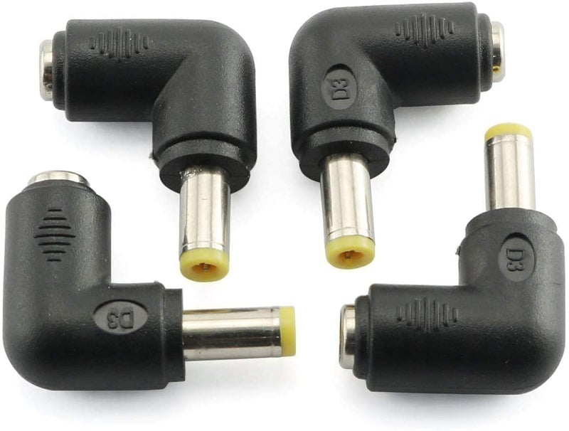 Longdex 4pcs 90 Degree 5.52.1 Mm Male Jack to 5.52.5MM Female Plug Right Angle L Shaped DC Power Connector Adapter for Laptop - Image 1